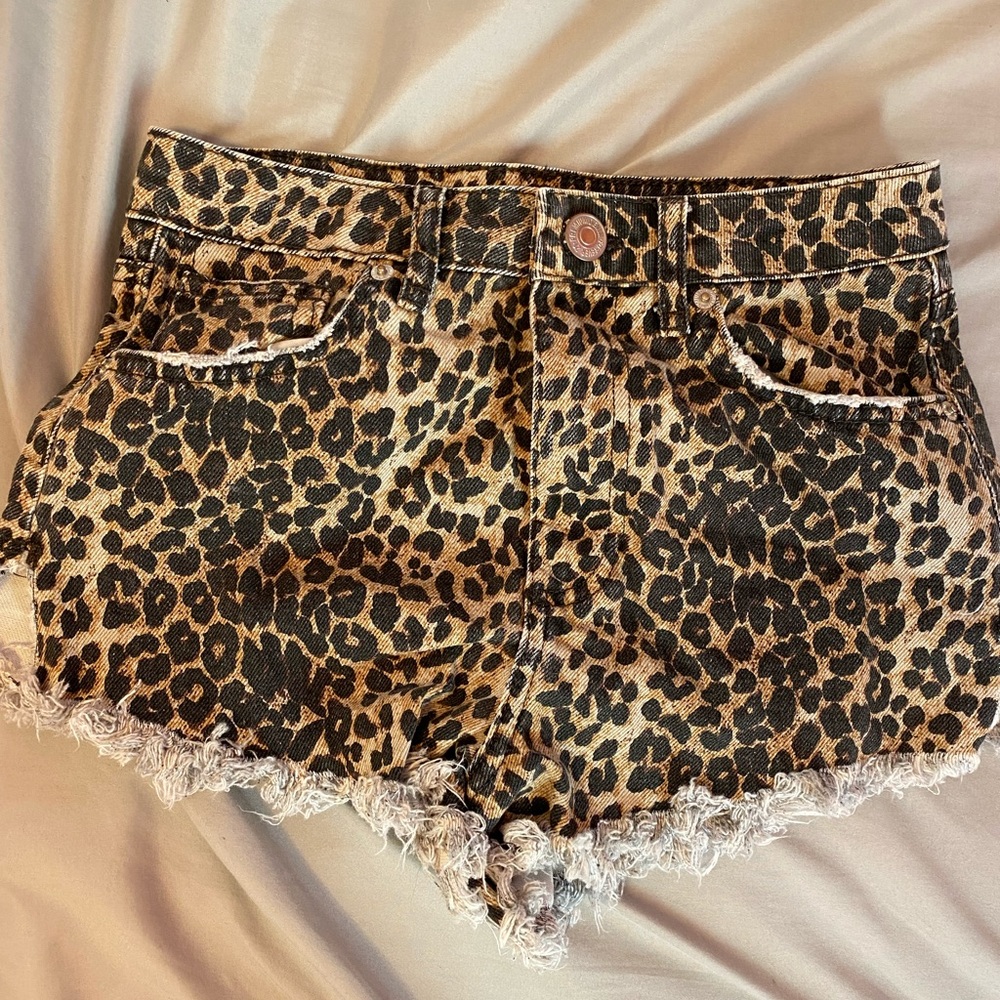 Forever 21 Cheetah Jean Shorts